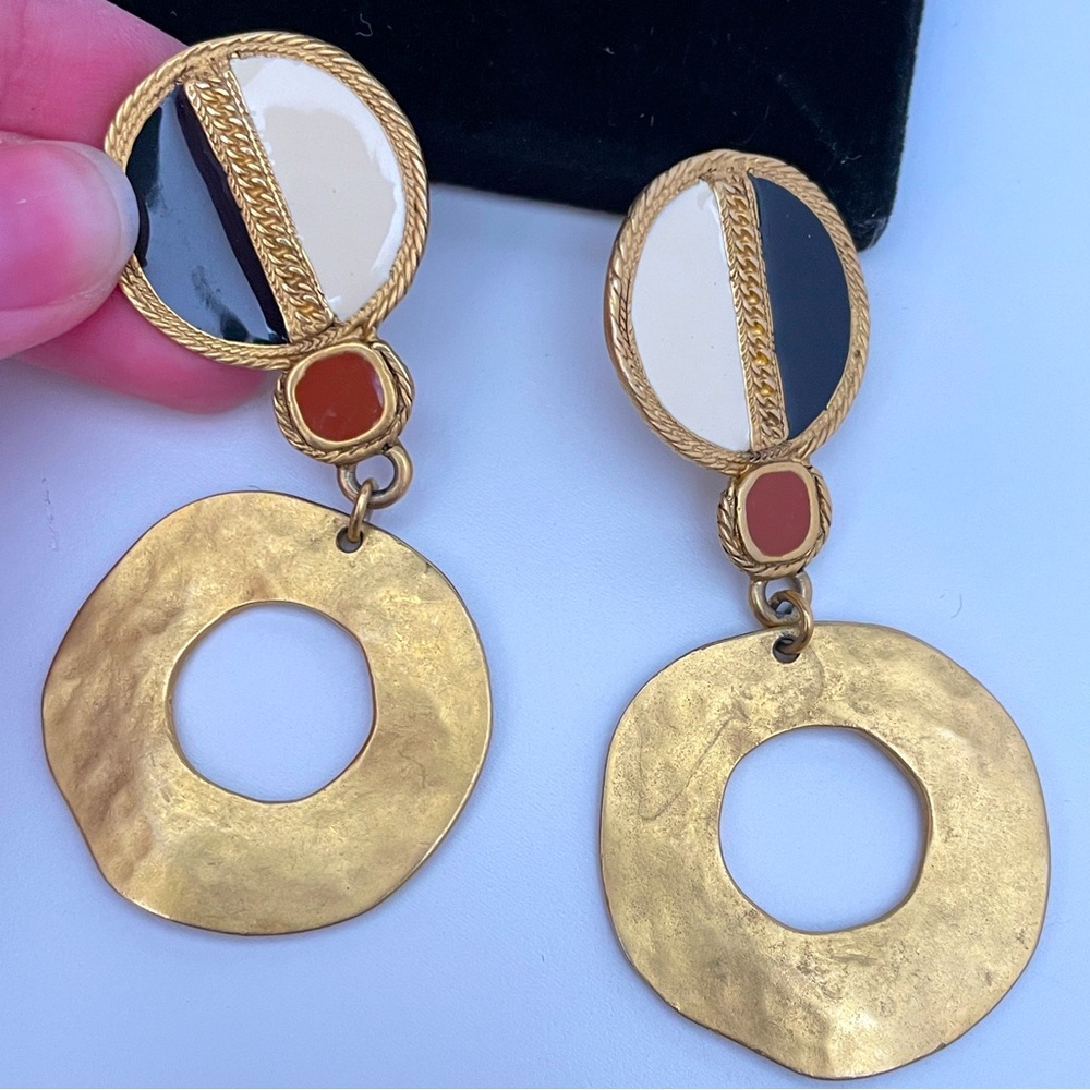 Vintage Gold and Black Earrings